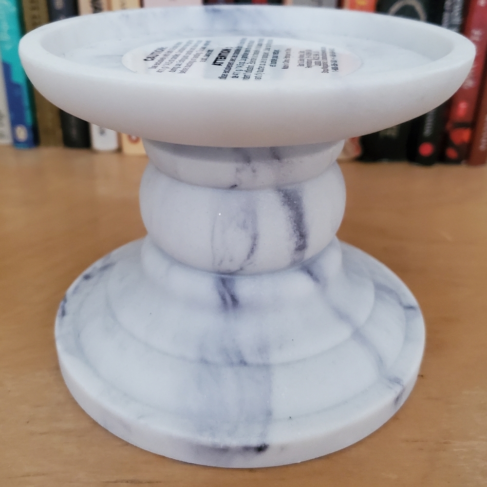 Bath & Body Works NWT Large Heavy Marbled 3-Wick Candle Holder Grey/White